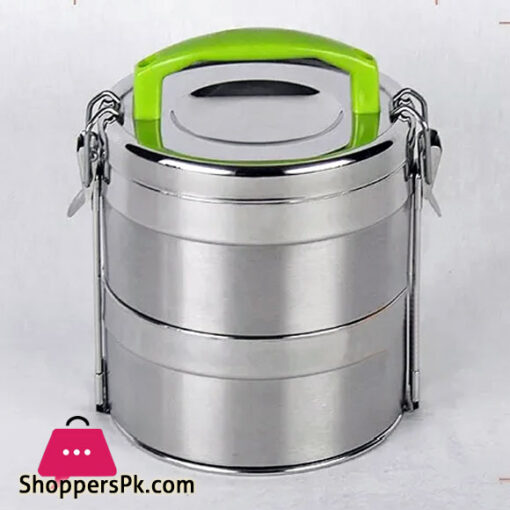 2 layer Stainless Steel Lunch Box with Handle - ASL1402
