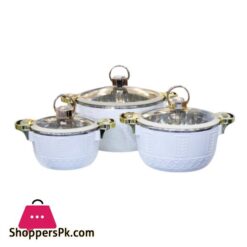 1679 3 Piece Hot Pot Set White Color