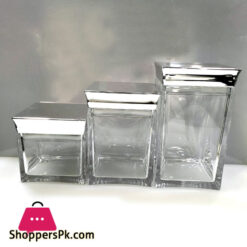3 Pc Golden Top Acrylic Jar Set 5 3 Pc Golden Top Acrylic Jar Set