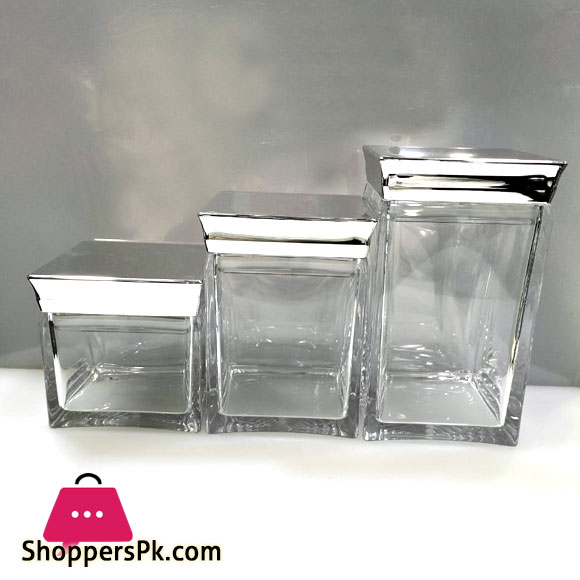 3 Pc Golden Top Acrylic Jar Set 4 3 Pc Golden Top Acrylic Jar Set - Image 2