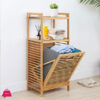 Bamboo 2-Tier Storage Rack Laundry Bsket Dirty Clothes Basket For Living Room Bedroom 2 Bamboo 2-Tier Storage Rack Laundry Bsket Dirty Clothes Basket For Living Room Bedroom