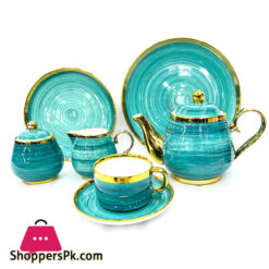 Bone China Spiral 24 Pcs Tea Set In Hand Painted Pattren