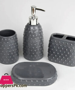 Ceramic Bathroom Accessories Set of 4 Bath Set with Soap Dispenser