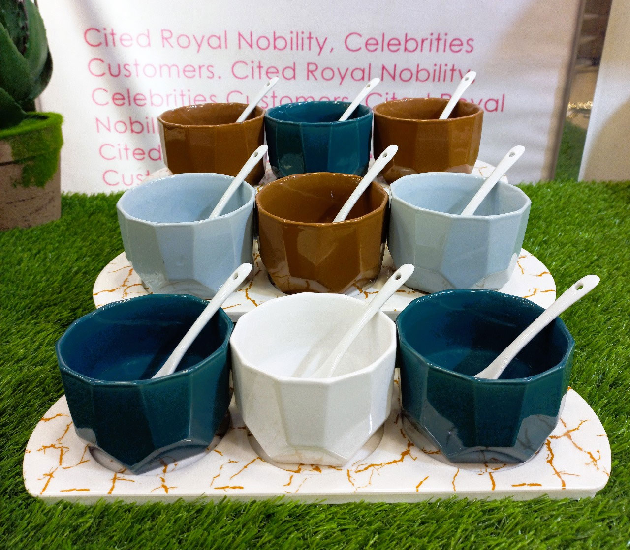 Ceramic Sauce Set With Spoon 3Pcs