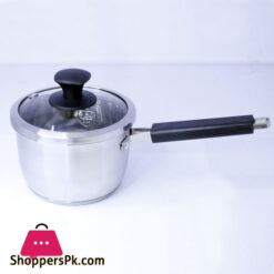 Double Bottom Sauce Pan with Lid 16 cm, 1.5 Ltr Stainless Steel Induction Bottom