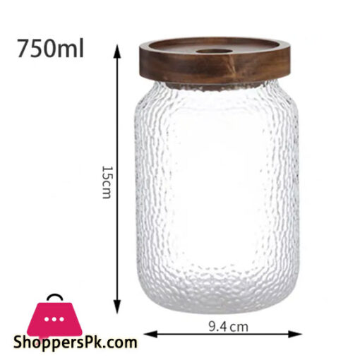 HAMMER GRAIN GLASS JAR - 750ml -1Pcs