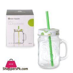 Heat Resistant Fruity Glass Mason Jar Mugs Fruit Juice Cups With Lid And Straw For Milk Milkshakes Juices 490 Ml