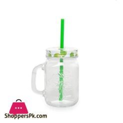 Heat Resistant Fruity Glass Mason Jar Mugs Fruit Juice Cups With Lid And Straw For Milk Milkshakes Juices 490 Ml
