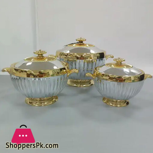 Luxury Arabic Style Silver Food Warmer Silver Set of 3