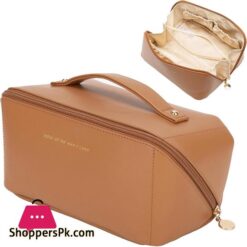 Multifunctional Portable Large Capacity Travel Cosmetic Bag With Handle Makeup Organizer Bag Storage Makeup Bag Waterproof Pu Leather Travel Toiletry Bag For Women