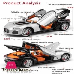 New 124 Bugatti Atlantic Alloy Car Model Simulation Sound And Light Pull Back Toy Car Sports Car