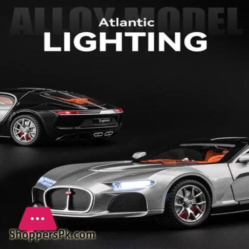 New 124 Bugatti Atlantic Alloy Car Model Simulation Sound And Light Pull Back Toy Car Sports Car