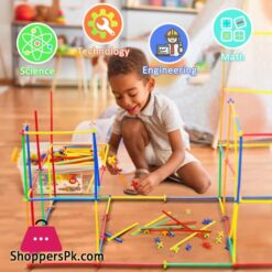 Rainbow Building Straws And Connectors Stem Blocks Construction Toys For Boys Girls 110 Pcs Straw Building Set Engineering Connector Blocks For Kids