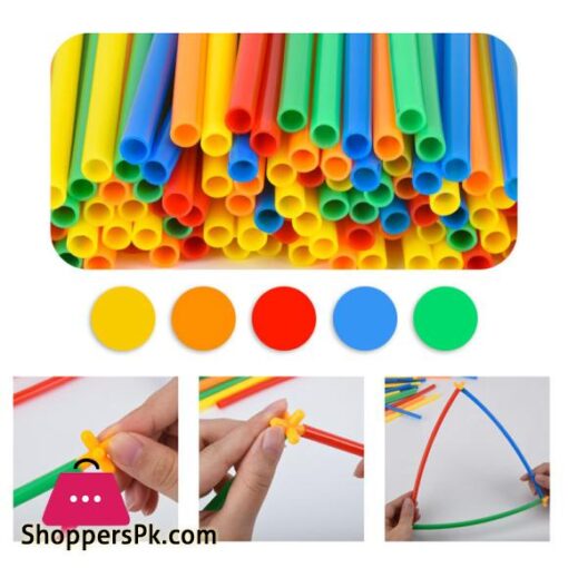 RAINBOW Building Straws and Connectors STEM Blocks Construction Toys for Boys Girls 110 Pcs Straw Building Set Engineering Connector Blocks for Kids