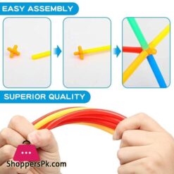 Rainbow Building Straws And Connectors Stem Blocks Construction Toys For Boys Girls 110 Pcs Straw Building Set Engineering Connector Blocks For Kids