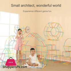 RAINBOW Building Straws and Connectors STEM Blocks Construction Toys for Boys Girls 110 Pcs Straw Building Set Engineering Connector Blocks for Kids