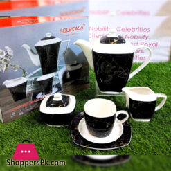 Solecasa Black Marble Pattern Vintage Tea Set