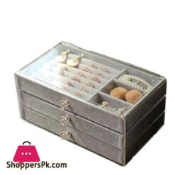 Velvet Drawer With Cosmetic Box Acrylic Drawer Jewelry Storage Box For Women Earrings Necklace Ring Charms Holder Velvet Jewelrys Display Case Organizer