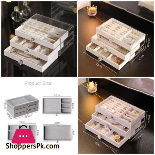 Velvet Drawer with Cosmetic Box Acrylic Drawer Jewelry Storage Box for Women Earrings Necklace Ring Charms Holder Velvet Jewelrys Display Case Organizer