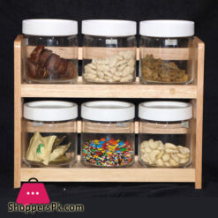 Glass Jar Set Of 6 Canisters Plastic Cap