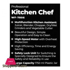 West Point Professional Kitchen Chef Food Processor Grey 450W Wf 7806