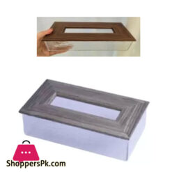 Acrylic Tissue Box with Dark Wood Top - ACR-1021