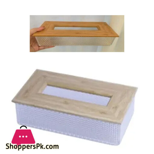 Acrylic Tissue Box with Wood Top - ACR-1020