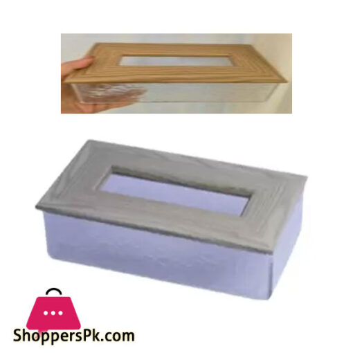 Acrylic Tissue Box with Wood Top
