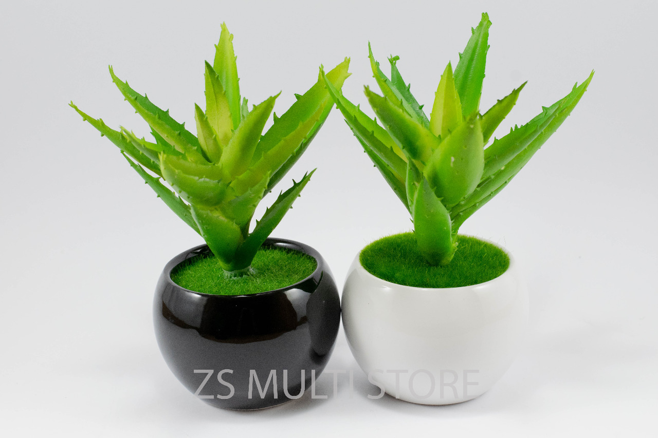 Artificial Plant With Ceramic Pot, White And Black Life Like Artificial Plant, Bonsai