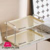 Beige Rectangular Luxury Style Storage Tray Dinner Plates Dessert Tray With Handle - 2 Layer