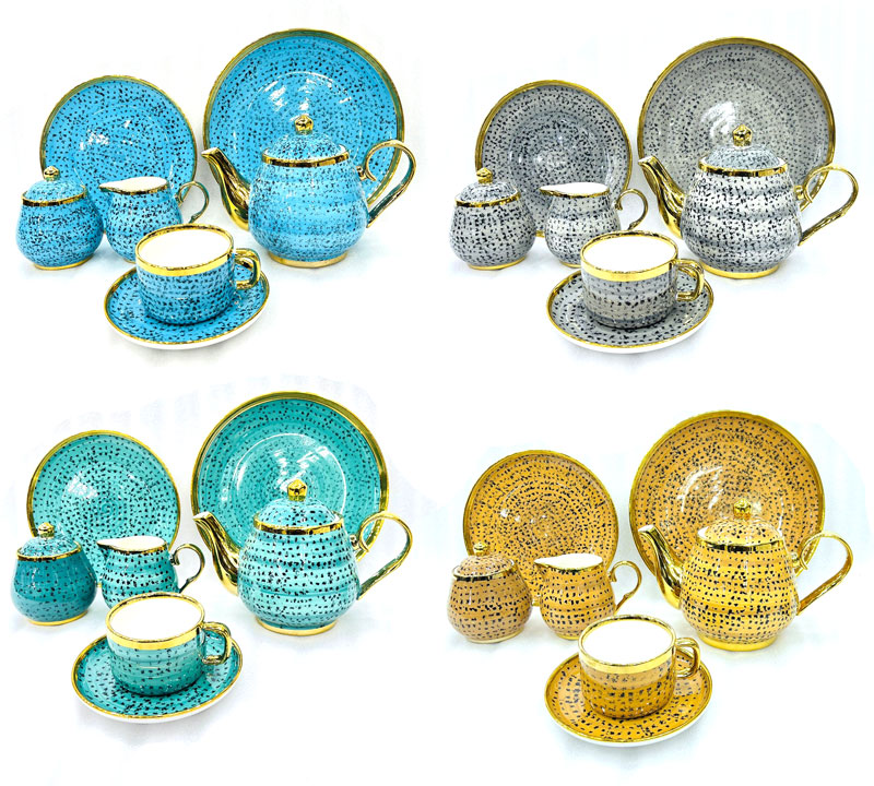 Bone China 24 Pcs Tea Set In Hand Painted Pattren