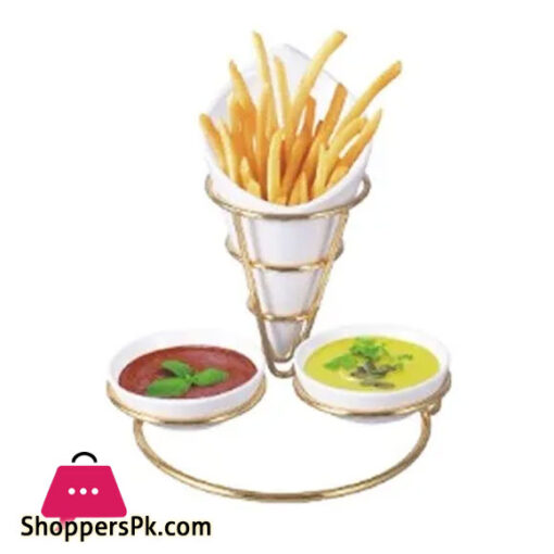 Brilliant Fries Holder With Sauces Pot Gold BR0298