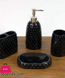 Ceramic Bathroom Accessories Set Of 4 Bath Set With Soap Dispenser - Image 2