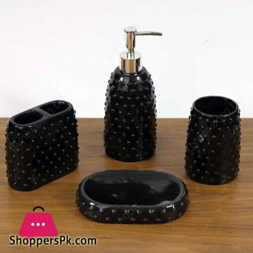 Ceramic Bathroom Accessories Set of 4 Bath Set with Soap Dispenser