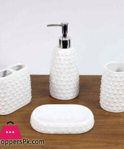 Ceramic Bathroom Accessories Set Of 4 Bath Set With Soap Dispenser - Image 3