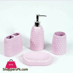 Ceramic Bathroom Accessories Set Of 4 Bath Set With Soap Dispenser