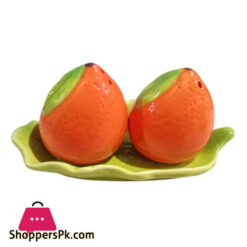 Ceramic Salt and Pepper Shakers 2 Pcs Set Orange Design