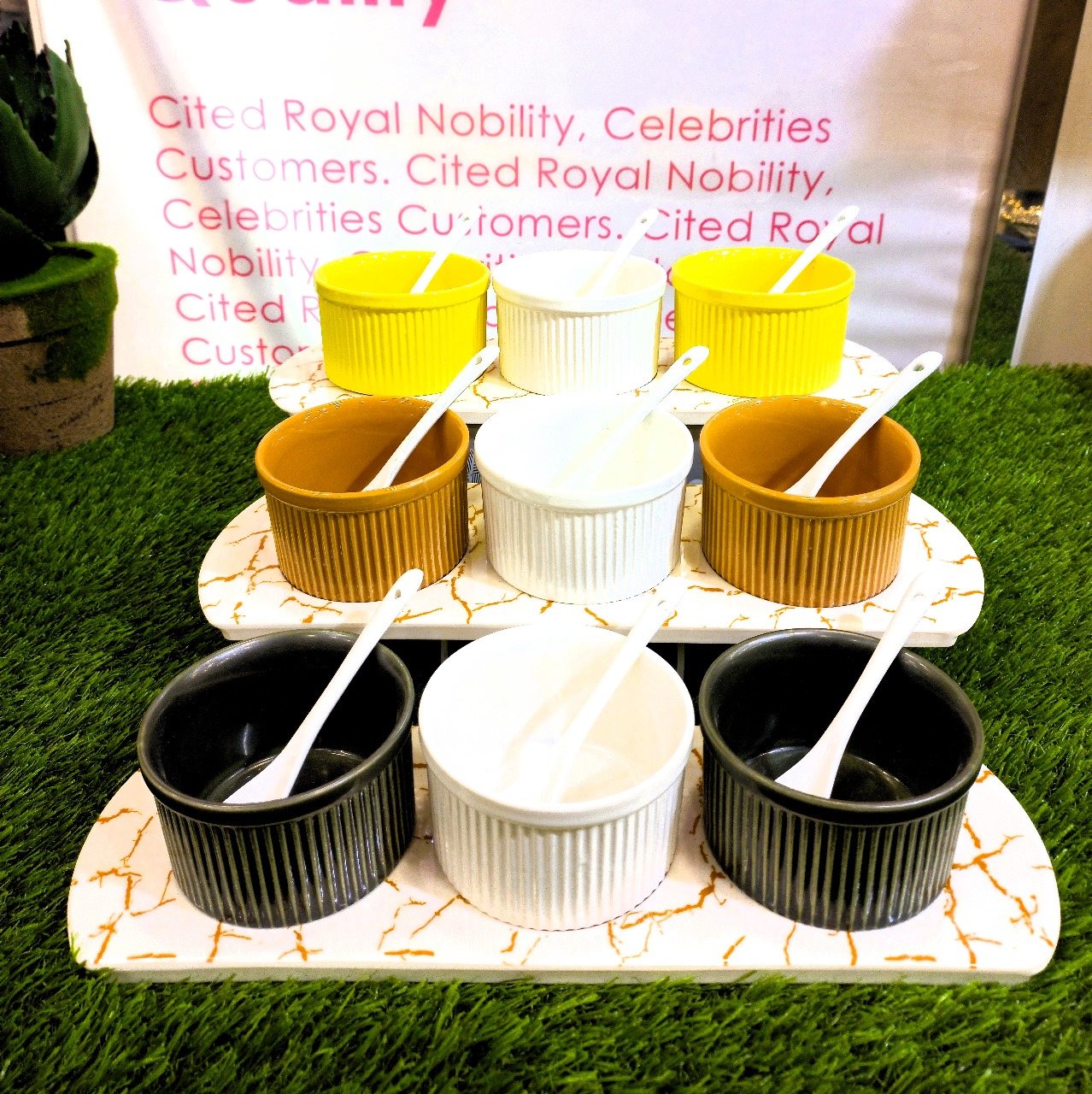 Ceramic Sauce Set With Spoon 3Pcs