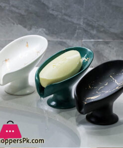 Ceramic Self Draining Soap Dish for Bar Leaf Shaped Soap Dish - C010