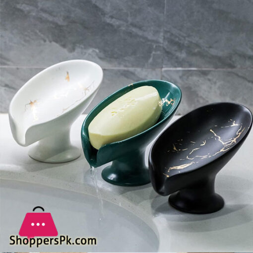 Ceramic Self Draining Soap Dish for Bar Leaf Shaped Soap Dish - C010