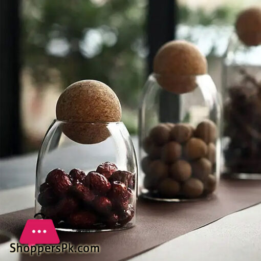 Cork Ball Glass Jar Storage Tank Sealed Tea Cans Grains Transparent Storage Jars 500ML 90x100mm