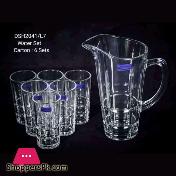 Delisoga Beautiful 7 Piece Drinking Glass Set 7 Pes Glass Jug Set 1 Jug And 6 Glasses