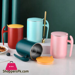 Double Wall Stainless Steel Insulation Coffee Mug Anti-Scald Mug With Removable Lid