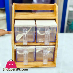 Elegant 4 Wood kitchen Box Spice Set EW668068