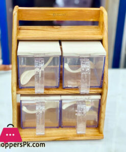 Elegant 4 Wood kitchen Box Spice Set EW668068
