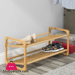 Elegant Wooden 2-Tier Shoe Rack