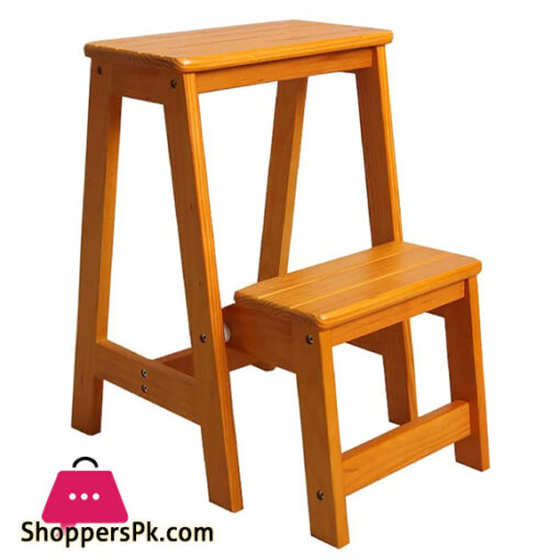 Elegant Wooden Folding Step Ladder Chair Library Steps Bookshelf Plant Stand for Storage and Decoration
