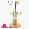 Golden Designer Rack Coffee Cup Holder Mug Stand Wood Base