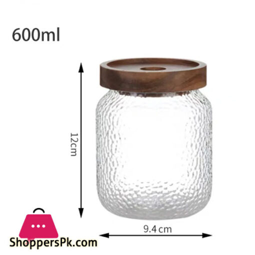 HAMMER GRAIN GLASS JAR - 600ml -1Pcs