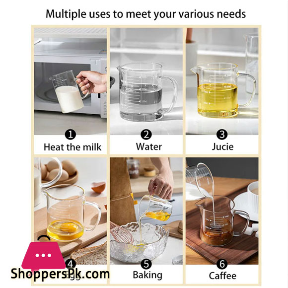 High Borosilicate Glass Measuring Cup Jug Clear Milk Cup For Baking Cooking Kitchen Accessories - 500Ml 5 High Borosilicate Glass Measuring Cup Jug Clear Milk Cup For Baking Cooking Kitchen Accessories - 500Ml - Image 3